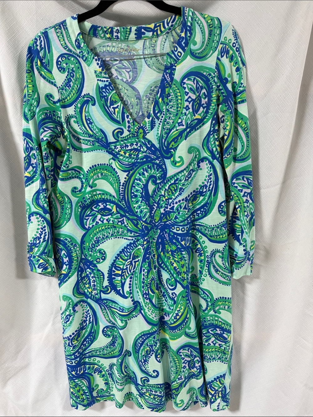 Lilly Pulitzer Mint, Blue & Green Paisley Long Sleeve Dress